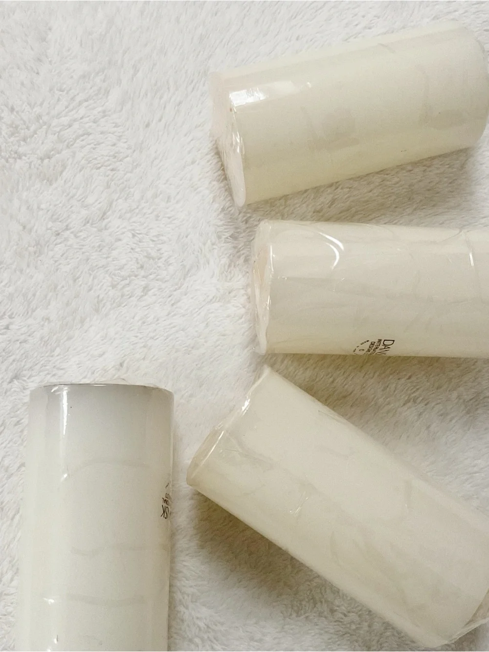 Vintage Dansk Design With Light Candles Set 4 NOS White Pillars Boxed